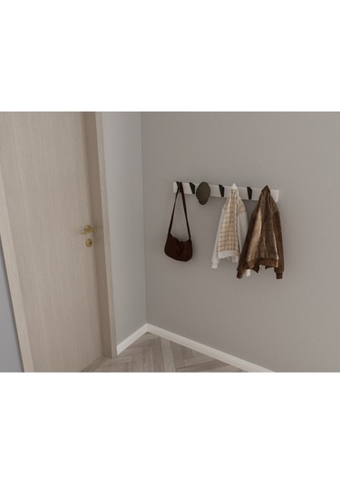 Hepsi3boyutlu Modern Duvar & Kapı Kanca Askılık - 7 Adet Siyah Kanca Askılık - Model No : 5 Siyah