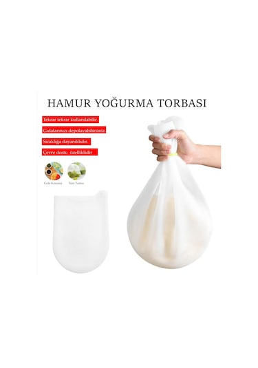 River World Orta Hamur Torbası Silikon Şeffaf Hamur Yoğurma Torbası Ekmek Makarna Mantı  Hamuru Kolay Yoğurma