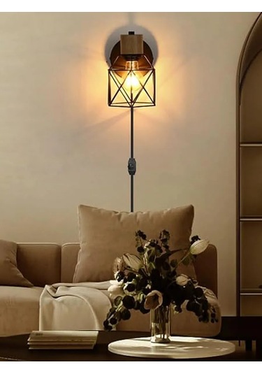 Sld Anahtar Ve Fişli Duvar Lambası 475254486 Siyah