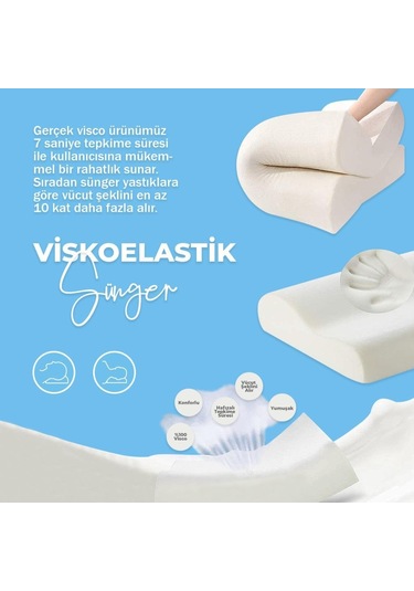 Visco  Foam Bamboo Boyun Destekli Ortopedik Yastık