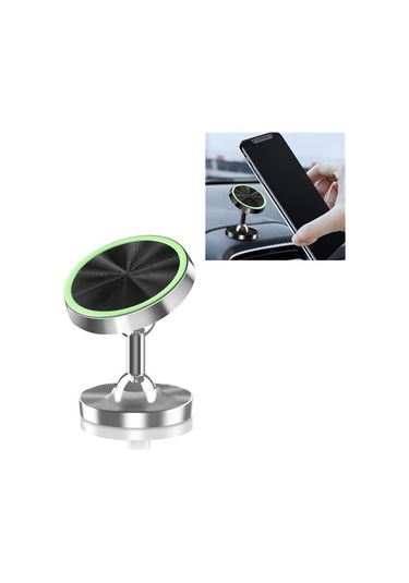 Parça Araç Alaşım Manyetik Evrensel Çift Bilyalı Dönen Araç Telefonu Tutucu Gümüş