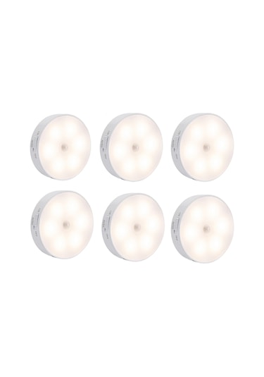 6 Adet PIR Hareket Sensörlü USB Şarj Edilebilir Dolap İçi Lamba