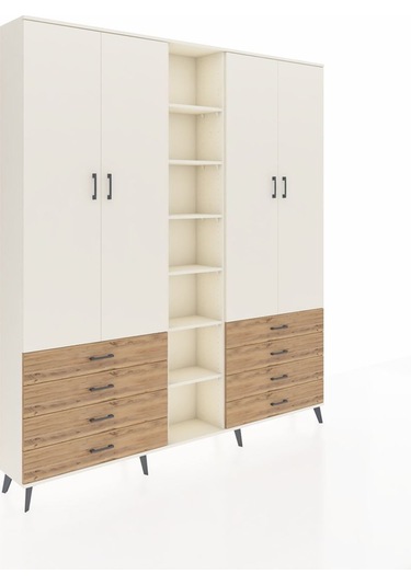 Arges Dolap 10 Raflı 8 Çekmeceli 2 Askılı 220x30x243 Aytaşı-aytaşı/çam Aytası/atlas Çam