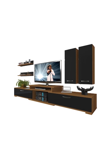 Decoraktiv Flex 5d Slm Tv Ünitesi Tv Sehpası Ceviz - Siyah