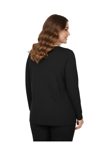 Wearon Kadın Siyah Sıfır Yaka Taşlı Bluz Bgl-st05153 Siyah