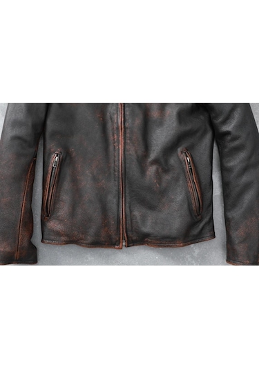 Eskitme Silme Mont Hakiki Deri Siyah - Kahverengi