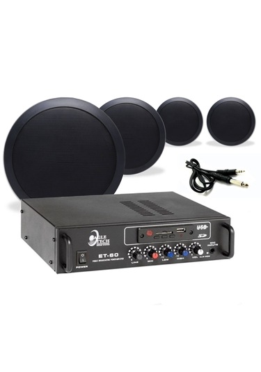 4 Lü Siyah Tavan Hoparlörlü Ses Sistemi Paketi Güçlü Ses Performansı