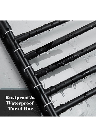 Novahub 180 Dönebilir 4 Kollu Havlu Askısı - Katlanabilir Alüminyum Siyah Siyah