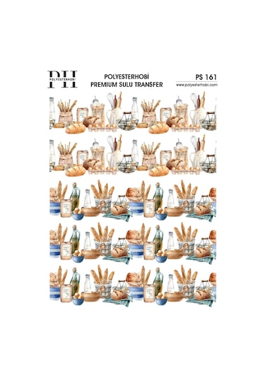 Polyesterhobi Premium Sulu Transfer 25x35 Cm Mutfak Bordür Desenli Ps 161