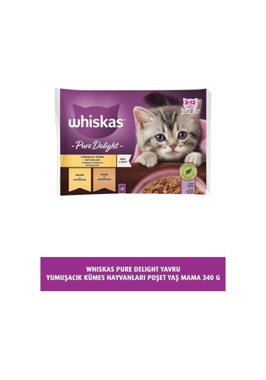 Whiskas Pouch Güveç Eti Çeşitli Yavru Kedi Konservesi 85gr 4 Lü Paket X 4 Adet
