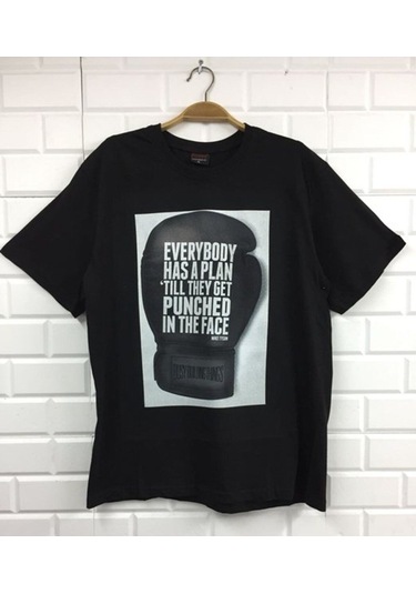 Erkek Mıke Tyson Baskılı T-shirt SIYAH Siyah