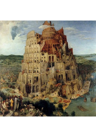 Pieter Brueghel Babil Kulesi Ve Eserleri Doğal Taş Bardak Altlığı 4'lü Set - Natural Stone Coasters - Taş Çok Renkli