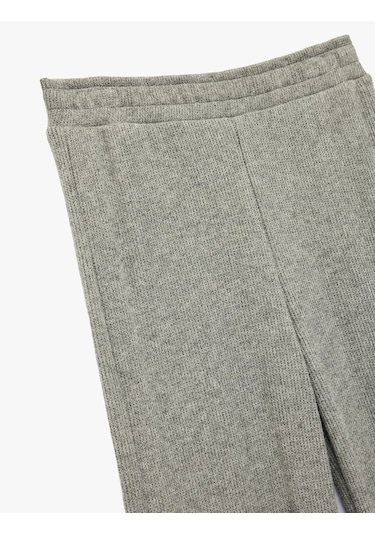 Koton Beli Lastikli Düz Bol Paça Dokulu Pantolon Gri Melanj 6wak40006ek Gri Melanj