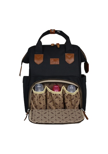 Stylo Monaco Baby Bag Anne Bebek Bakım Sırt Çantası-Beyaz Baskı Siyah