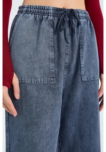 4572 Kadın Parça Boya Palazzo Pantolon Antrasit Antrasit