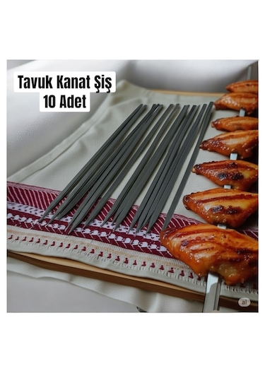 Tavuk Kanat Şişi 10 Adet-yassı Silme Demir-tavuk Şişi Boy 60cm