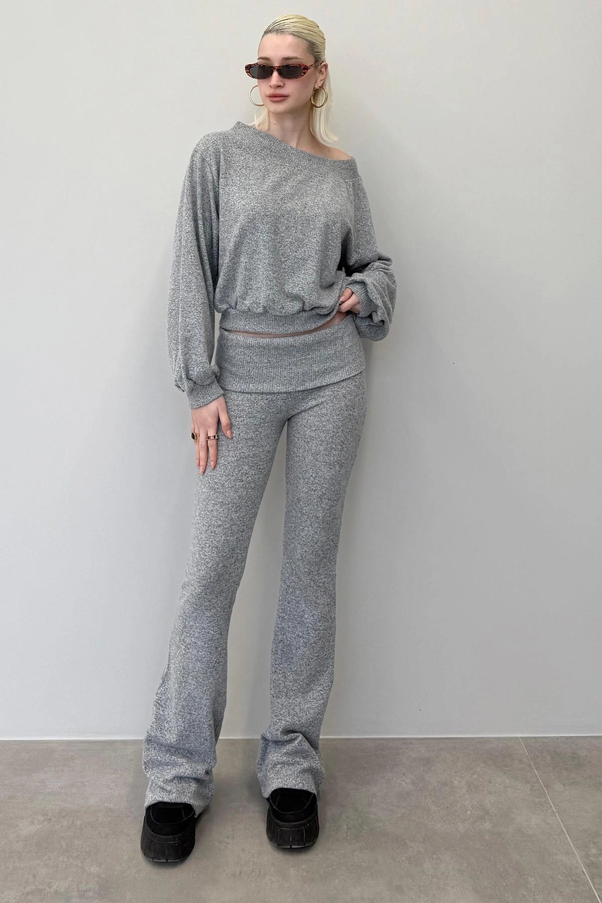 Gri Bluz Pantolon İkili Takım Mg2289 Gri