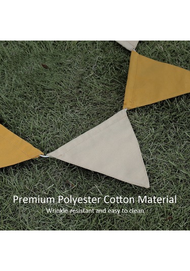 Monyee Kamp Bayrağı Triko Pamuk 10 Adet Sarı-kahverengi 6.2m Teli 18x16.5cm Renkli Çadır Bayrakları Çok Renkli