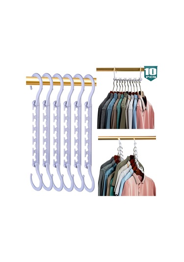 Geeksen 10 Adet Abs Plastik Çok Amaçlı Katlanabilir Seyahat Otobüsü, Kaymazlı 5 Delikli 360 Döner Askı, Elbise Çorap Asma İçin Dolap Alanı Tasarrufu Beyaz