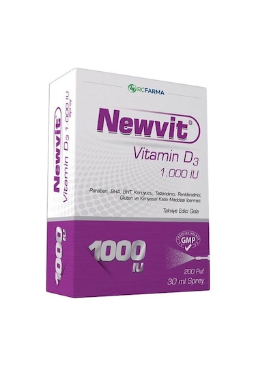 Newvit Vitamin D3 Damla 1.000 IU Sprey 30 ML
