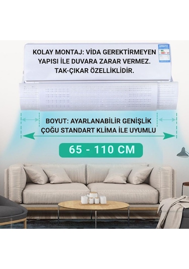 Coofbe Delikli Yapışkanlı Ayarlanabilir Klima Hava Yönlendirici Aparat Klima Aparatı Siperlik Yön Aparatı
