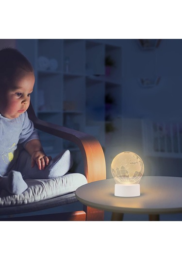 3d Dünya Küresi Amerika Globus Optik İllüzyon Gece Lambası 7 Renk Değiştiren Dokunmatik Anahtar Usb İle Çalışan Led Yatak Odası Dekorasyon Masa Lambası Tatil B İçin Çok Renkli