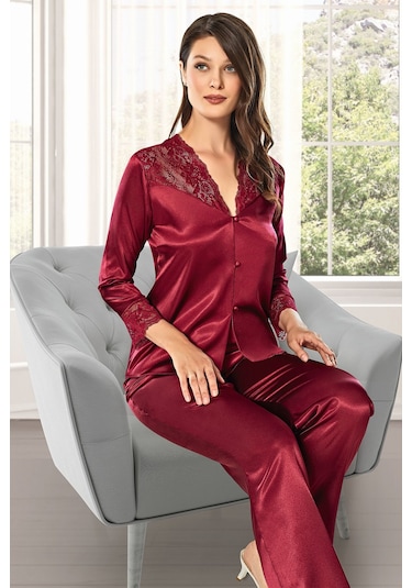 Alissa 8610 Kadın Saten 6'lı Set-bordo Bordo