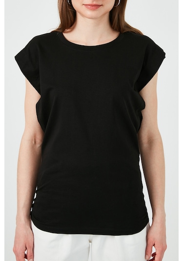 Lela Pamuklu Bisiklet Yaka Kolsuz Bayan T Shirt 5864019 Siyah