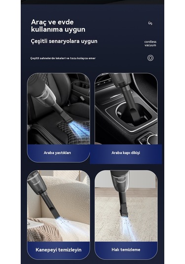 Usb Şarjlı Araç Süpürgesi, El Tipi, Taşınabilir, Küçük, Ev Ve Araba Kullanımı İçin Yüksek Güçlü Süpürge-gümüş