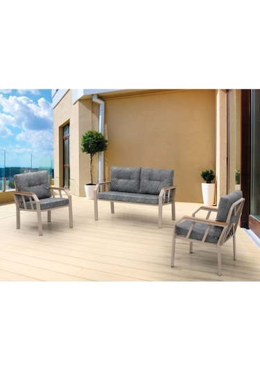 Tu Tienda Kapiçino Metal 2+1+1 Demonte Bahçe,balkon Takımı Gri