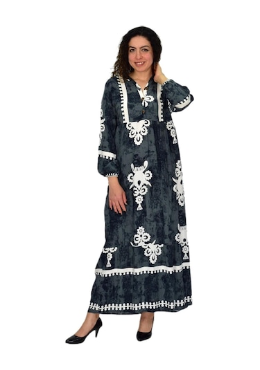 Kadın Kol Lastikli V Yaka Elbise Bgl-st04642 Yeşil