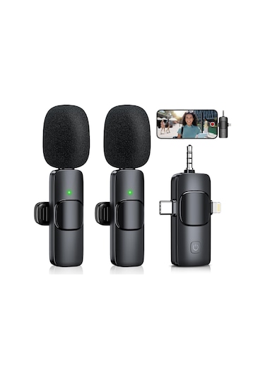 Ruicoo K15 Kablosuz Kolluk Mikrofonu - Çift Kanal, 3.5mm+android+ios Uyumlu, Gerçek Zamanlı İzleme, Akıllı Gürültü Azaltma, Çıplak Ses Kalitesi