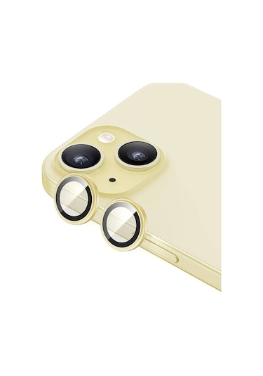 Apple iPhone 15 Uyumlu Plus Benks King Kong Corning Kamera Lens Koruyucu Sarı