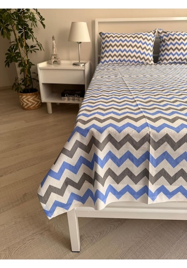 Üntaş Tek Lastiksiz Çarşaf Ve 1 Adet Yastik Kilifi Mavgri