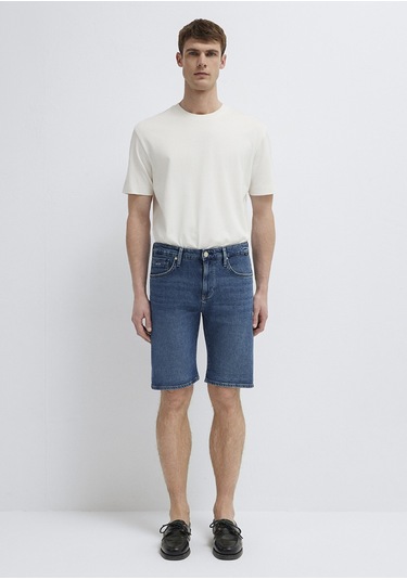 Mavi - Brian Premium Blue Puslu Koyu Mavi Jean Şort 04184a3304