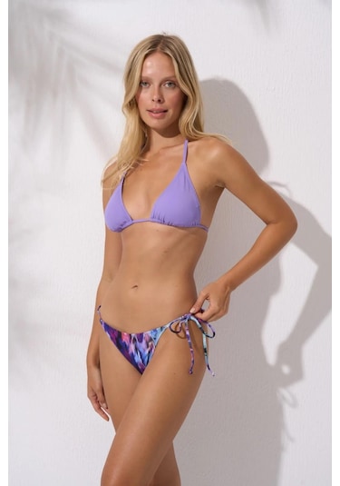 Pierre Cardin Kadın Desenli Mor Üçgen Bikini C5t3n2o142 001