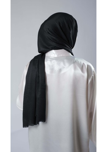 Siyah İnce Çizgili Şal Viskon Bursa Dolama 202111 01 Siyah