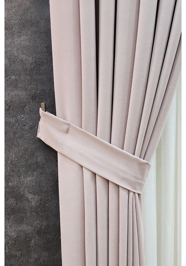 Mosso Fon Perde Düz Renk Pudra Pembe
