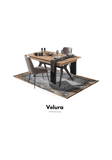 İzgi Yemek Odası Takımı Yemek Masası + 4 Adet Sandalye Ceviz - Siyah