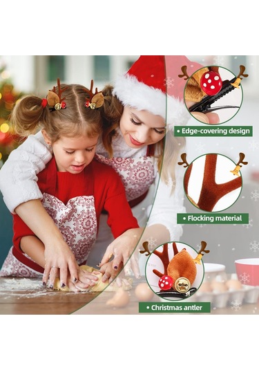 Tokalar Noel Saç Tokaları, 2 Çift Ren Geyiği Boynuzu Tokası Çok  Renkli