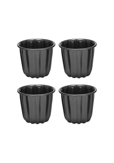 Sointeresting Canele Kalıbı, Cannele Muffin Kupası, 4 Adet Yapışmaz Cannele Kalıbı Gri-siyah Canneles Gri-siyah