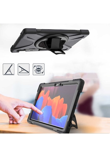 Ardemix Galaxy Tab S7 Plus T970 Kılıf Uyumlu Defender Tablet Silikon-siyah Tablet Kılıfı