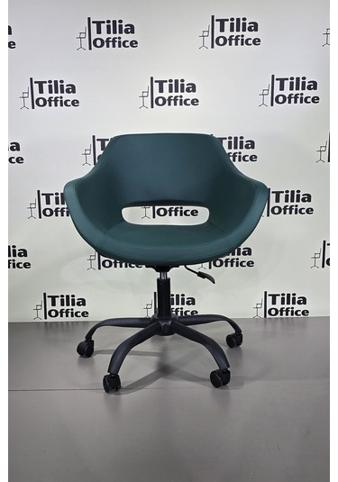 Monaco Çalışma Kesim Koltuğu Yonca Tekerlekli Siyah Ayak Koyu Yeşil