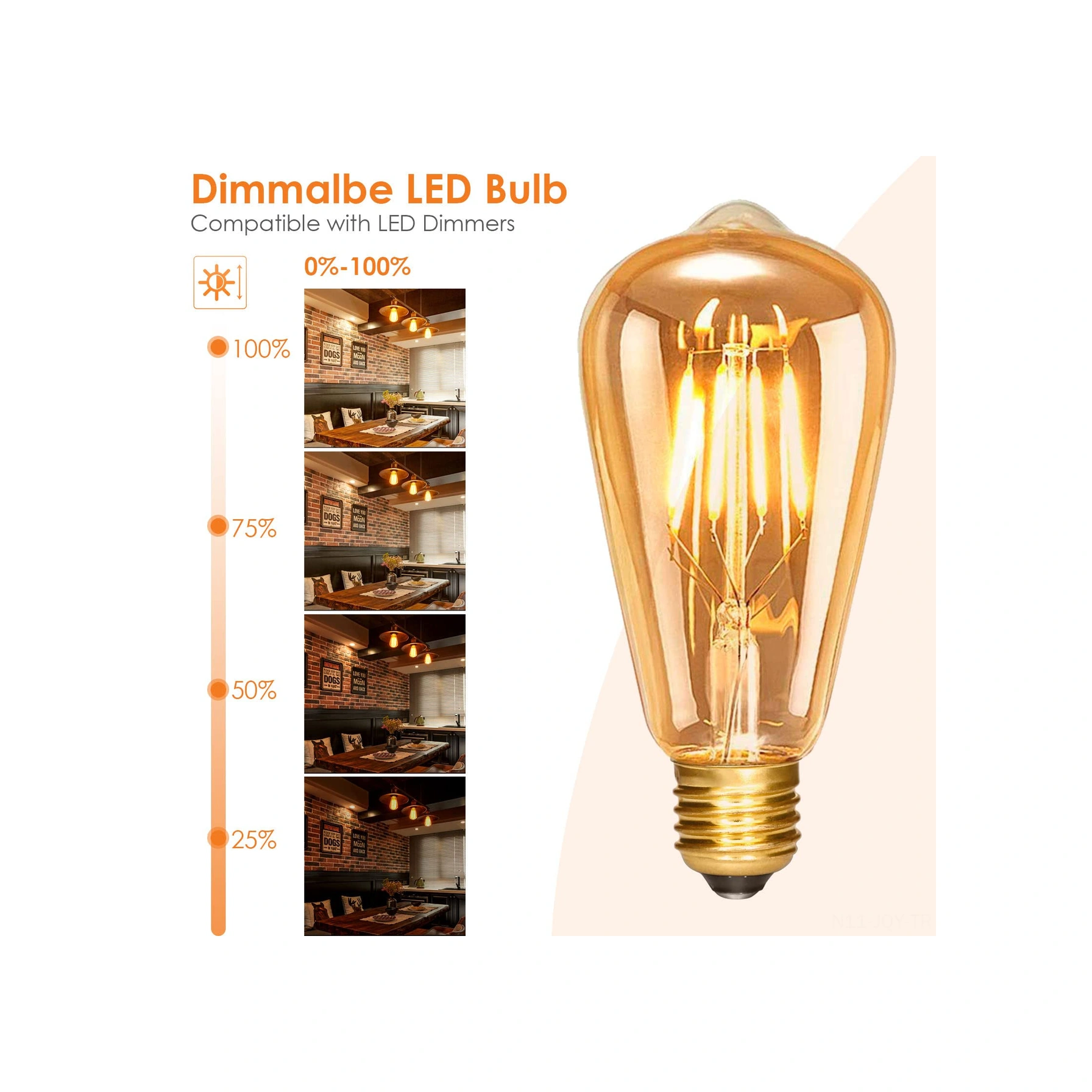 Youmex 5 Adet E27 Vintage Edison Led Ampul, Dimmable 4w 350lm, Nostaljik St64 Şekli, Enerji Verimli Islak Beyaz Işık