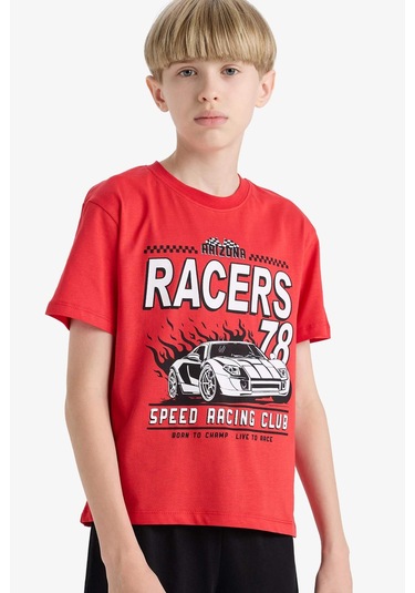 DeFacto Erkek Çocuk Pijama Takımı Kısa Kollu Üst Esnek Belli Şort F1734A825HSRD63