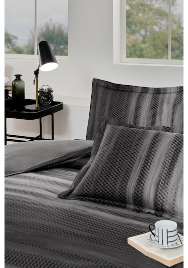 Özdilek Notte Battal Boy Lastikli Fitted Çarşaf Nevresim Takımı Antrasit