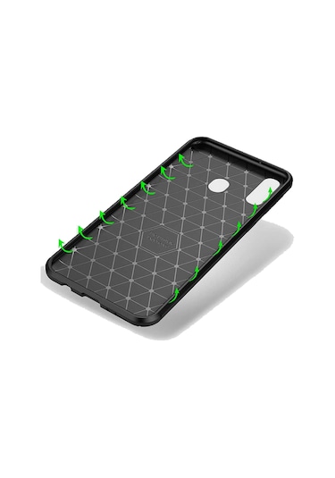 Huawei Y6 2019 Karbon Desenli Negro Silikon Kılıf Lacivert
