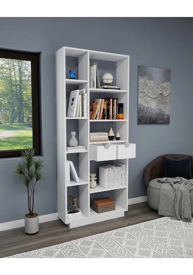 Arnetti Luma 10 Raflı Dolaplı Kitaplık Beyaz