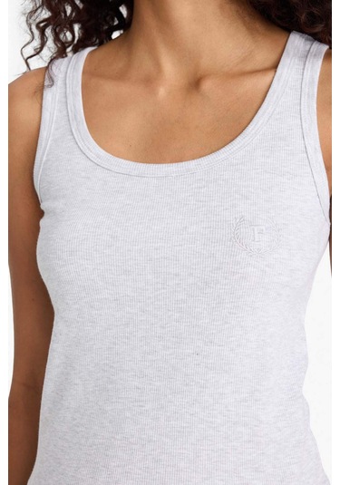 Defacto Regular Fit Yuvarlak Yaka Kolsuz Ribana Pijama Üstü-fall İn Love F0110ax25smgr93 Gri