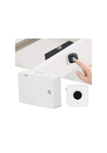 Geeroyoo Beyaz Yarı Gömülü Parmak İzi Çekmece Kilit - 360 Tanı, 0.5sn Hızlı Açma, Usb Acil Şarj, Anahtarsız Kullanım Pil Dahil Değil